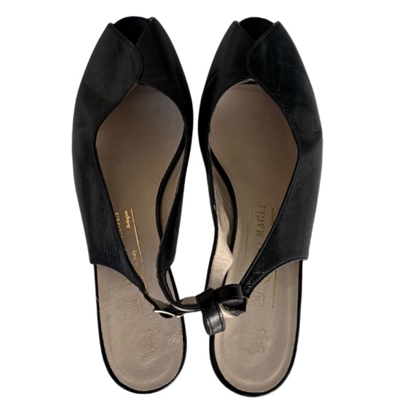 Bruno Magli Black Leather Slingback Heels – Size 7 (Made in Italy) - Picture 2 of 6